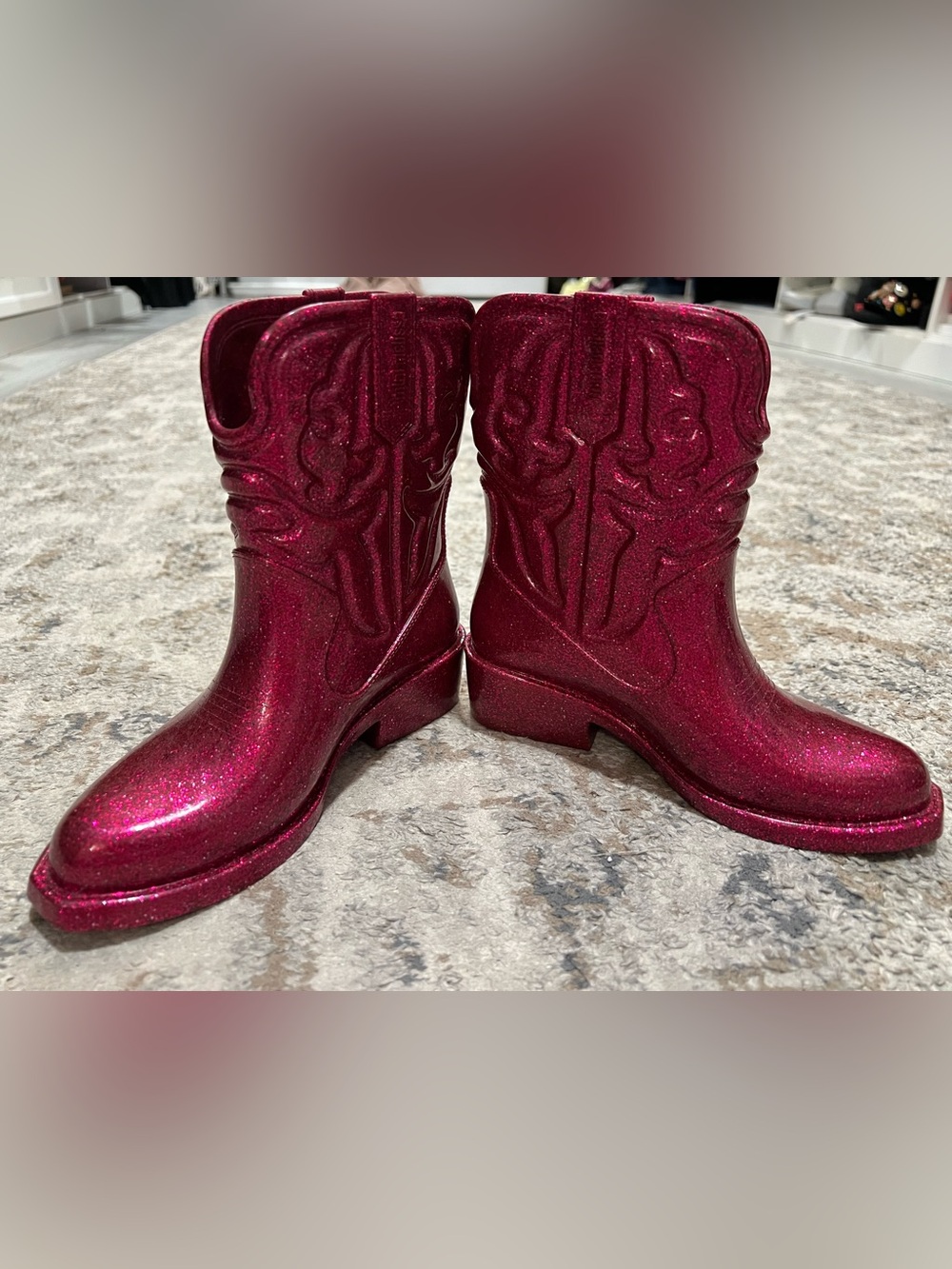 Mini Melissa - Sparkle Red Western Glitter Cowboy Boots; Size 1; NWOT